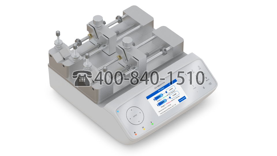 Chemyx Fusion 4000X 獨立雙通道注射泵，原型號 Fusion 4000, 常用于生物制藥應用，如脂質納米顆粒，微流體混合，以及藥物配方應用中的芯片實驗室流量控制