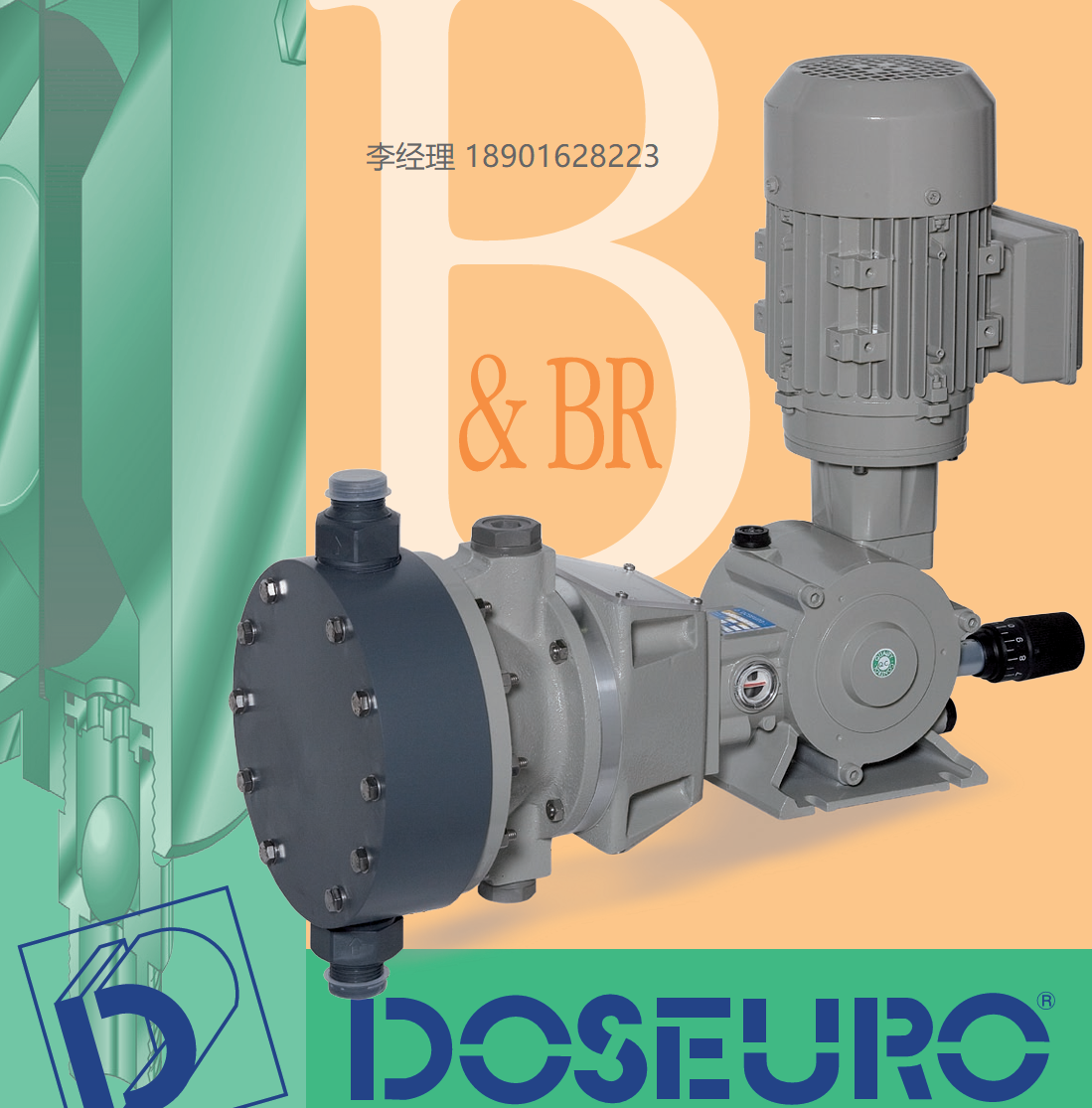 DoseuroSR 系列 彈簧復位計量泵B 型 – 液壓隔膜式  BR 型 – 帶內部泄壓-補液閥的液壓隔膜式