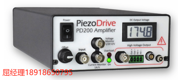 PiezoDrive PD200 – 60 瓦電壓放大器 寬帶寬、低噪聲線性放大器 用于驅動壓電致動器和其他負載 范圍為 50V 至 200V 電源90 Vec 至 250 Vac