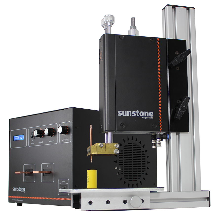 Sunstone 電池點焊機組件 CD400DP+WH2125，電池焊接系統，電池片點焊系統, 電池點焊機, 電池點焊機組件 CD400DP+WH2125，焊接鎳電池片, 包括電池組重建、電池組組裝、標簽連接以及使用圓柱形電池和電池罐的定制電池組制造,